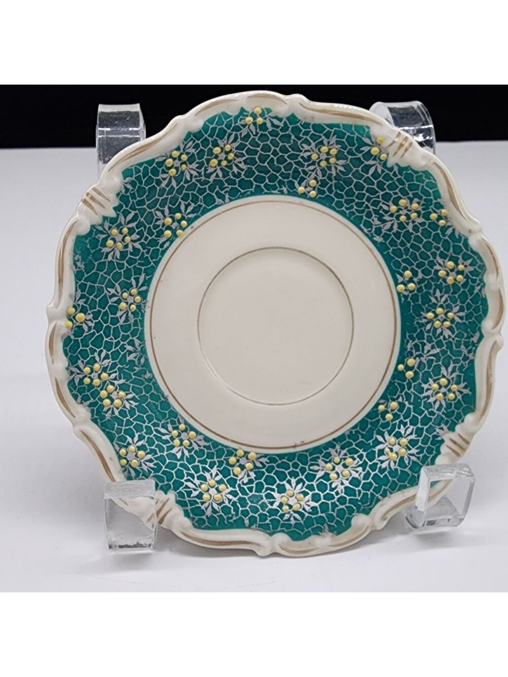 VTG Saucer Plate KUNST KRONACH Germany Barvaria Aqua Turquoise Antique Green